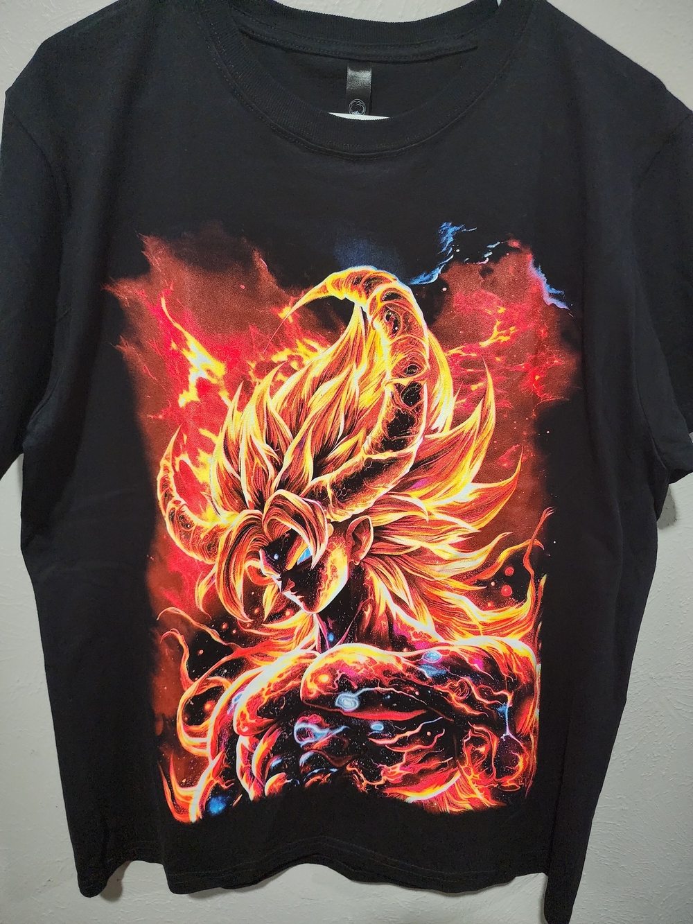 Black Dragonball Z Graphic Men’s T-Shirt with Fiery Anime UV Print - Picture 1 of 6